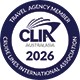 Circular logo with "Travel Agency Member," "Cruise Lines International Association," "CLIA Australasia," and "2026" in the center, on a dark blue and white background.