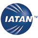 Blue circular IATAN logo with white text and curved white lines radiating outward, resembling motion or speed.